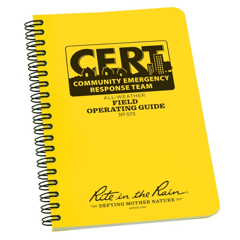 Rite in the Rain Weatherproof Side Spiral Notebook, 4.625" x 7", Yellow Cover, CERT Field Operator's Guide FOG (No. 573) - Image 1